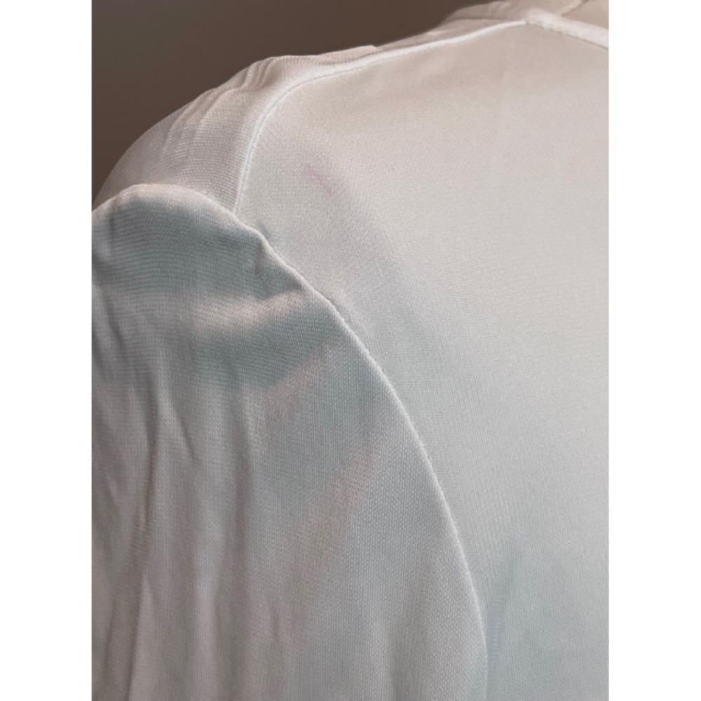 Chanel Cc Logo Button White Jersey Blouse Top Shi… - image 7